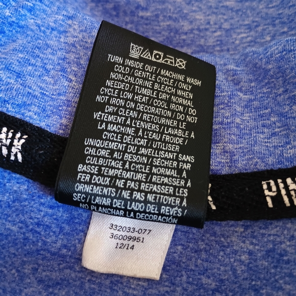 Victoria's Secret Pink Blue Spellout Athletic 1/4 Zip Pullover Size Medium - Picture 4 of 9